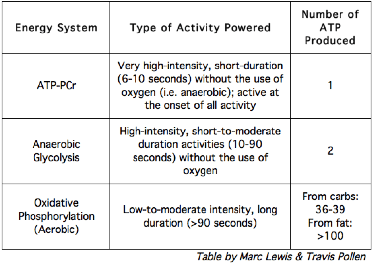 Aerobic energy system outlet activities